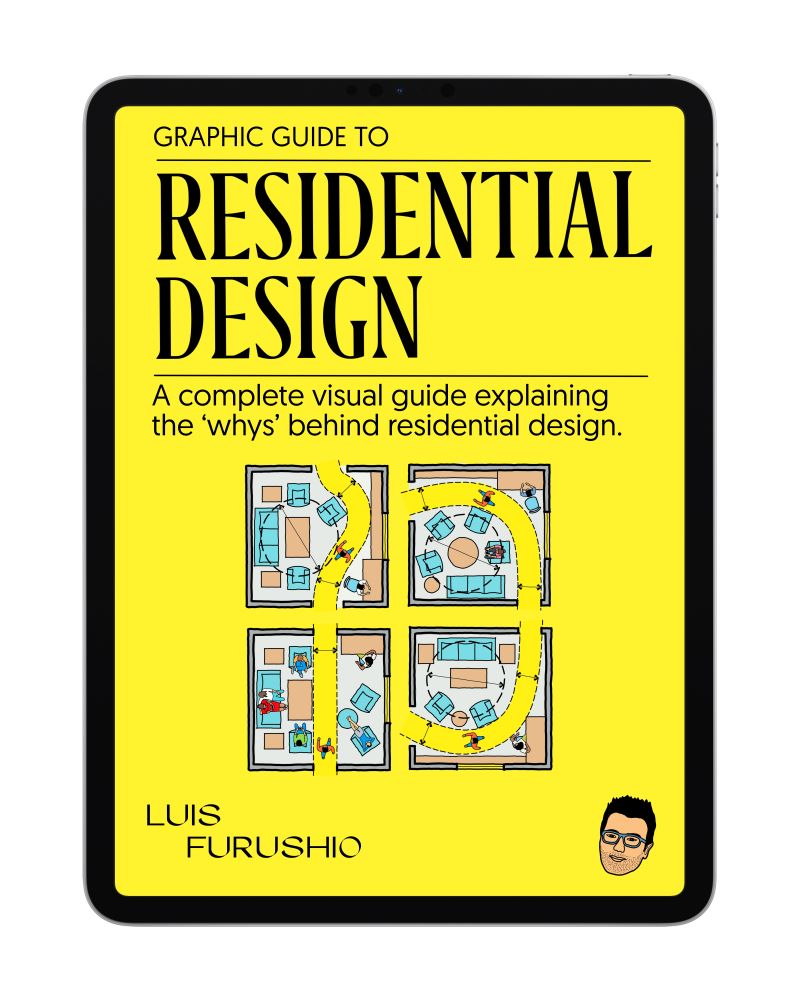 Cover of Graphic Guide to Residential Design by Luis Furushio, a fun visual guide explaining residential design with colorful illustrations.